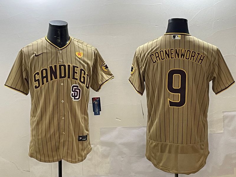 Men San Diego Padres #9 Cronenworth Brown Stripe Elite 2025 Nike MLB Jersey style 11->san diego padres->MLB Jersey